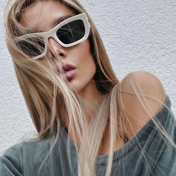 NEW MIU MIU MU09WS 1425S0 WHITE DARK GREY SUNGLASSES - Picture 4 of 15